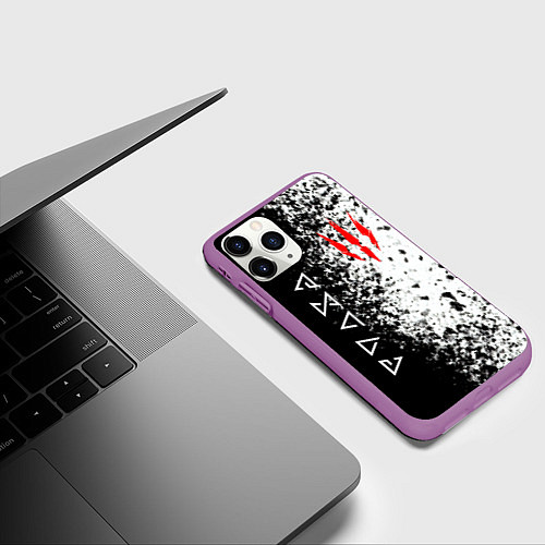 Чехол iPhone 11 Pro матовый THE WITCHER / 3D-Фиолетовый – фото 3