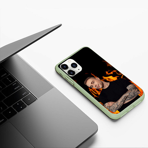 Чехол iPhone 11 Pro матовый Егор Крид / 3D-Салатовый – фото 3