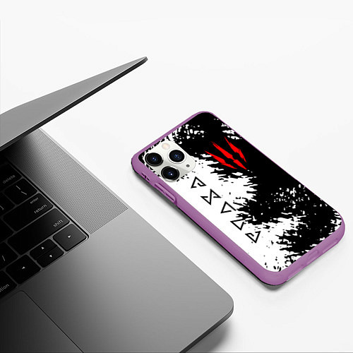 Чехол iPhone 11 Pro матовый THE WITCHER / 3D-Фиолетовый – фото 3