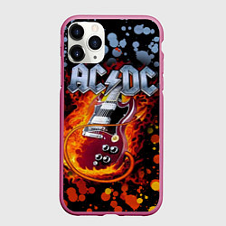 Чехол iPhone 11 Pro матовый ACDC, цвет: 3D-малиновый