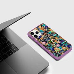 Чехол iPhone 11 Pro матовый MINECRAFT ПЕРСОНАЖИ, цвет: 3D-фиолетовый — фото 2