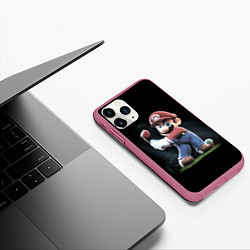 Чехол iPhone 11 Pro матовый Марио, цвет: 3D-малиновый — фото 2