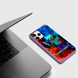 Чехол iPhone 11 Pro матовый MINECRAFT, цвет: 3D-фиолетовый — фото 2