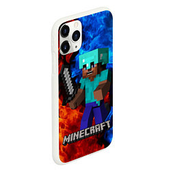 Чехол iPhone 11 Pro матовый MINECRAFT, цвет: 3D-белый — фото 2