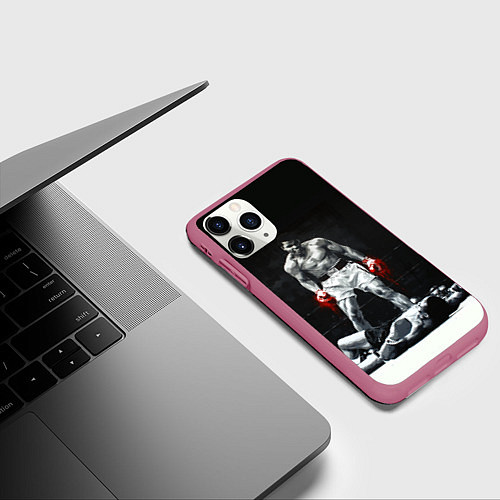 Чехол iPhone 11 Pro матовый Muhammad Ali / 3D-Малиновый – фото 3