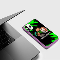 Чехол iPhone 11 Pro матовый MINECRAFT, цвет: 3D-фиолетовый — фото 2