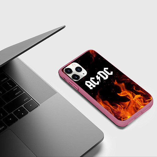 Чехол iPhone 11 Pro матовый AC DC / 3D-Малиновый – фото 3