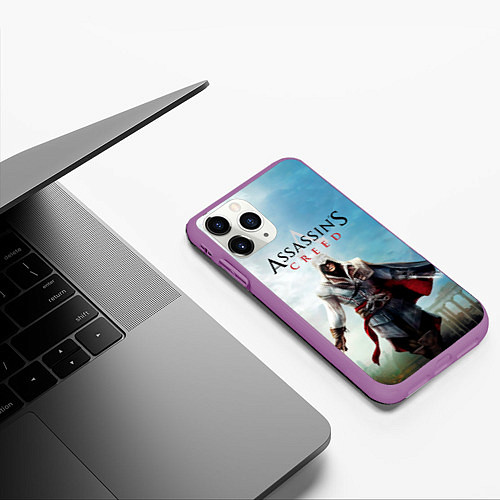 Чехол iPhone 11 Pro матовый Assassins Creed / 3D-Фиолетовый – фото 3