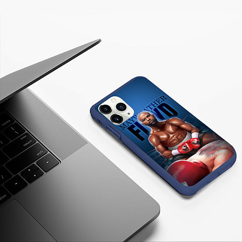 Чехол iPhone 11 Pro матовый Mayweather / 3D-Тёмно-синий – фото 3