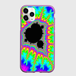 Чехол iPhone 11 Pro матовый Фрактальная кислотная черная дыра - множество Манд, цвет: 3D-фиолетовый