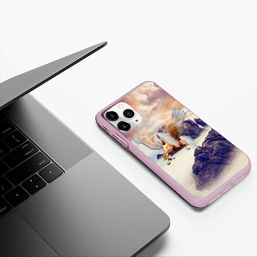 Чехол iPhone 11 Pro матовый Sea Sunset Horse / 3D-Розовый – фото 3