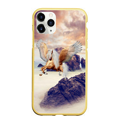 Чехол iPhone 11 Pro матовый Sea Sunset Horse, цвет: 3D-желтый