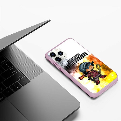 Чехол iPhone 11 Pro матовый PUBG / 3D-Розовый – фото 3