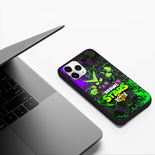 Чехол iPhone 11 Pro матовый BRAWL STARS VIRUS 8-BIT / 3D-Черный – фото 3