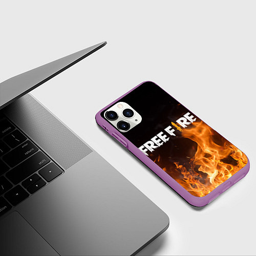 Чехол iPhone 11 Pro матовый FREE FIRE / 3D-Фиолетовый – фото 3
