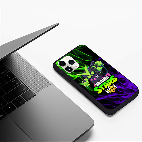 Чехол iPhone 11 Pro матовый BRAWL STARS VIRUS 8-BIT / 3D-Черный – фото 3