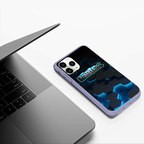 Чехол iPhone 11 Pro матовый Roblox Neon Hex / 3D-Светло-сиреневый – фото 3