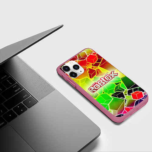 Чехол iPhone 11 Pro матовый Роблокс / 3D-Малиновый – фото 3