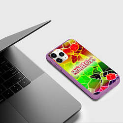 Чехол iPhone 11 Pro матовый Роблокс, цвет: 3D-фиолетовый — фото 2