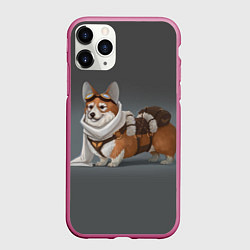 Чехол iPhone 11 Pro матовый КОРГИ ПИЛОТ, цвет: 3D-малиновый