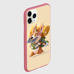 Чехол iPhone 11 Pro матовый КОРГИ ПУТЕШЕСТВЕННИК, цвет: 3D-малиновый — фото 2