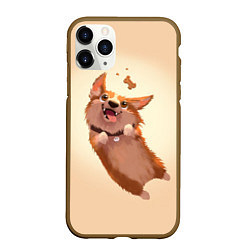 Чехол iPhone 11 Pro матовый КОРГИ, цвет: 3D-коричневый