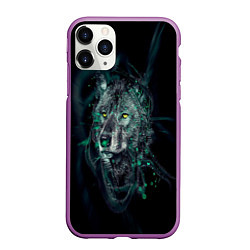 Чехол iPhone 11 Pro матовый ВОЛК, цвет: 3D-фиолетовый