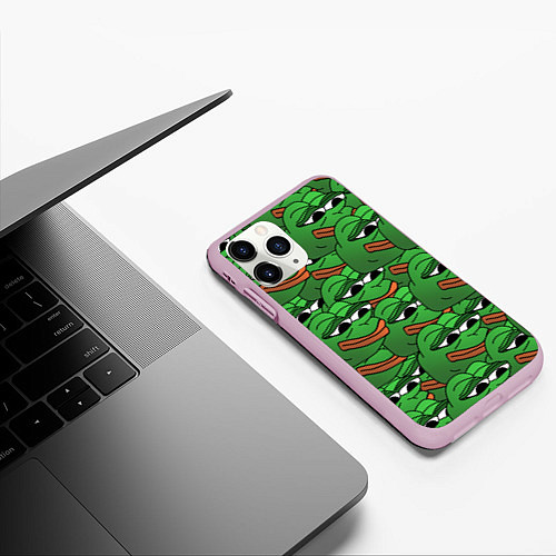 Чехол iPhone 11 Pro матовый Pepe The Frog / 3D-Розовый – фото 3