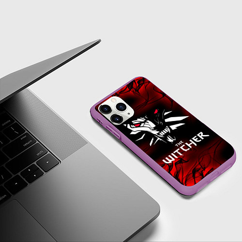 Чехол iPhone 11 Pro матовый THE WITCHER / 3D-Фиолетовый – фото 3