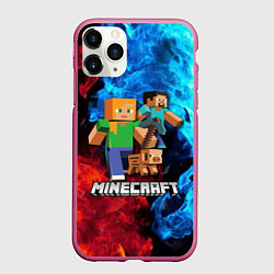 Чехол iPhone 11 Pro матовый Minecraft Майнкрафт, цвет: 3D-малиновый