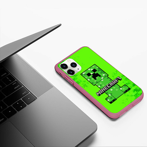 Чехол iPhone 11 Pro матовый MINECRAFT / 3D-Малиновый – фото 3