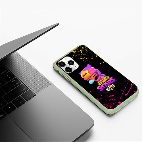 Чехол iPhone 11 Pro матовый BRAWL STARS SANDY / 3D-Салатовый – фото 3