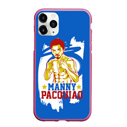 Чехол iPhone 11 Pro матовый Manny Pacquiao, цвет: 3D-малиновый