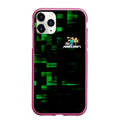 Чехол iPhone 11 Pro матовый MINECRAFT, цвет: 3D-малиновый