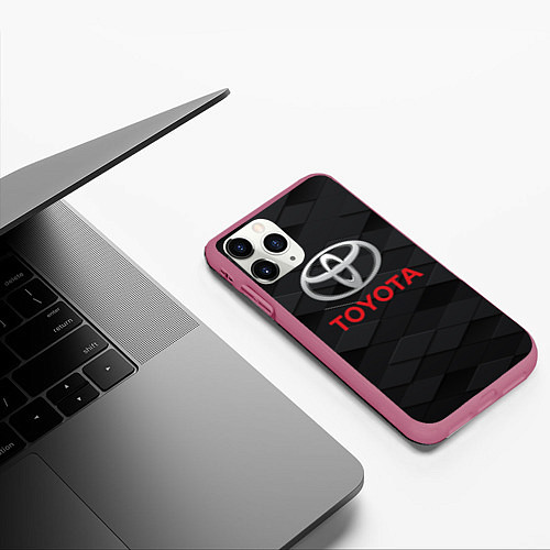 Чехол iPhone 11 Pro матовый TOYOTA / 3D-Малиновый – фото 3
