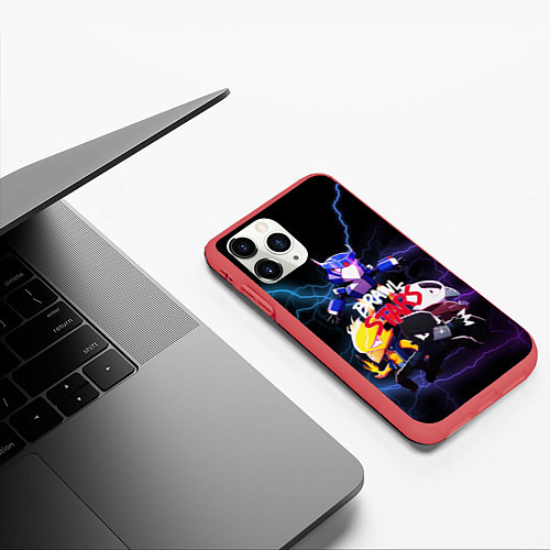 Чехол iPhone 11 Pro матовый Brawl Stars CROW / 3D-Красный – фото 3