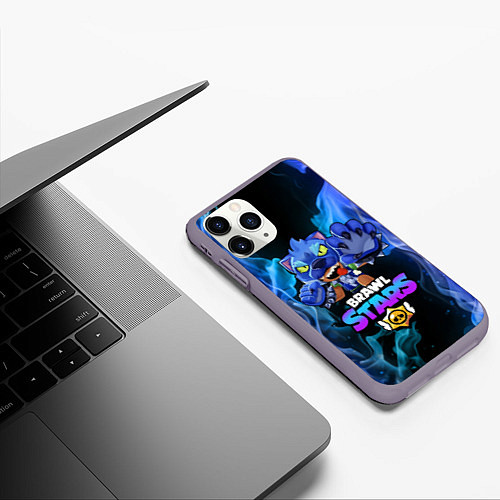 Чехол iPhone 11 Pro матовый Brawl Stars LEON / 3D-Серый – фото 3