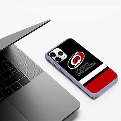 Чехол iPhone 11 Pro матовый Каролина Харрикейнз / 3D-Светло-сиреневый – фото 3