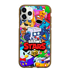 Чехол iPhone 11 Pro матовый BRAWL STARS 8-BIT, цвет: 3D-коричневый