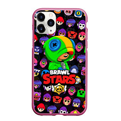 Чехол iPhone 11 Pro матовый BRAWL STARS LEON, цвет: 3D-малиновый