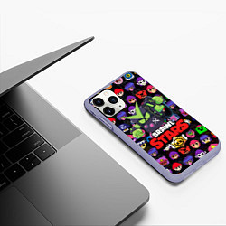 Чехол iPhone 11 Pro матовый BRAWL STARS VIRUS 8-BIT, цвет: 3D-светло-сиреневый — фото 2