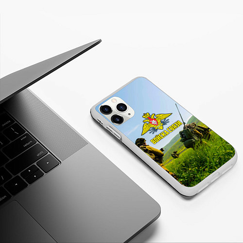 Чехол iPhone 11 Pro матовый Войска связи / 3D-Белый – фото 3