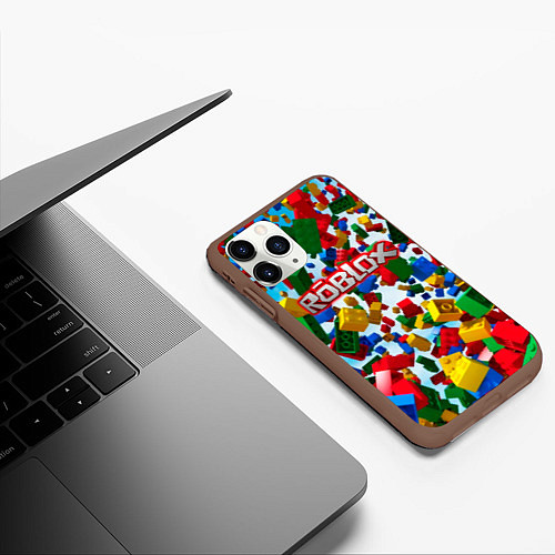 Чехол iPhone 11 Pro матовый Roblox Cubes / 3D-Коричневый – фото 3