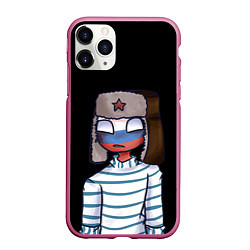 Чехол iPhone 11 Pro матовый CountryHumans - Россия, цвет: 3D-малиновый