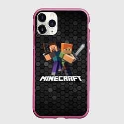 Чехол iPhone 11 Pro матовый Minecraft Майнкрафт, цвет: 3D-малиновый