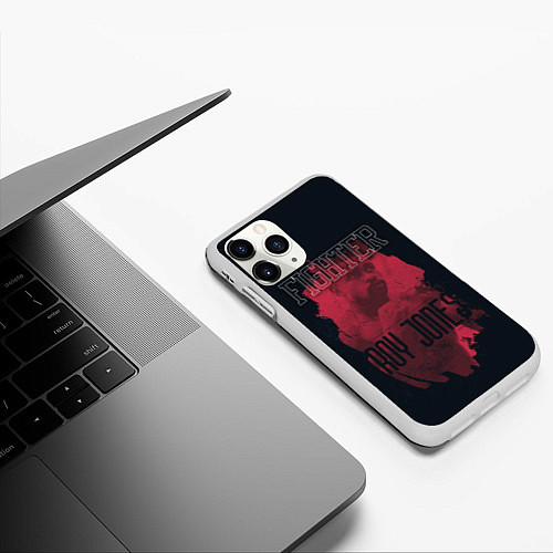 Чехол iPhone 11 Pro матовый Fighter / 3D-Белый – фото 3