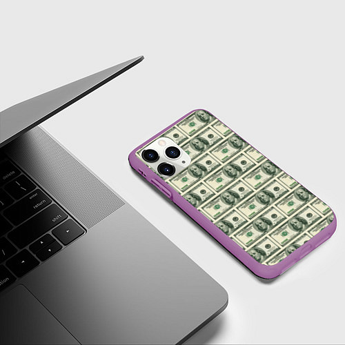 Чехол iPhone 11 Pro матовый Денежная тема / 3D-Фиолетовый – фото 3