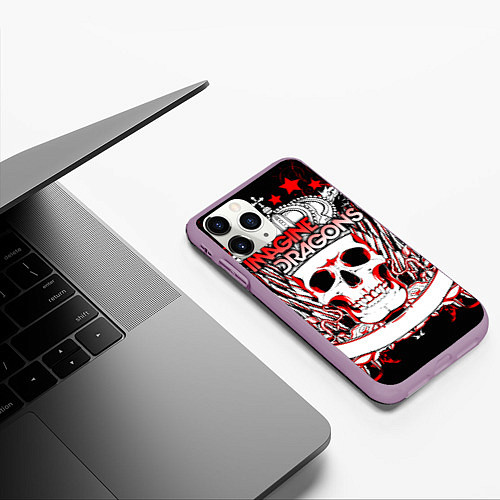 Чехол iPhone 11 Pro матовый Imagine Dragons / 3D-Сиреневый – фото 3