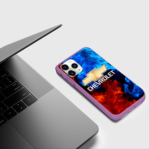 Чехол iPhone 11 Pro матовый CHEVROLET / 3D-Фиолетовый – фото 3