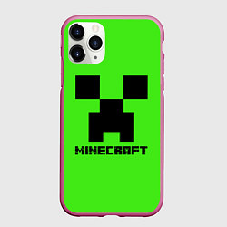 Чехол iPhone 11 Pro матовый MINECRAFT, цвет: 3D-малиновый